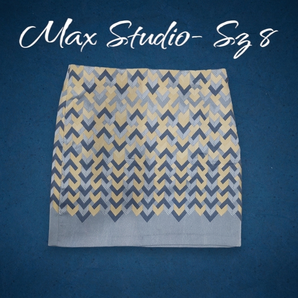 Max Sudio Chambray Jacquard Pencil Modern Career Skirt  Women's Size 8 - Picture 2 of 7